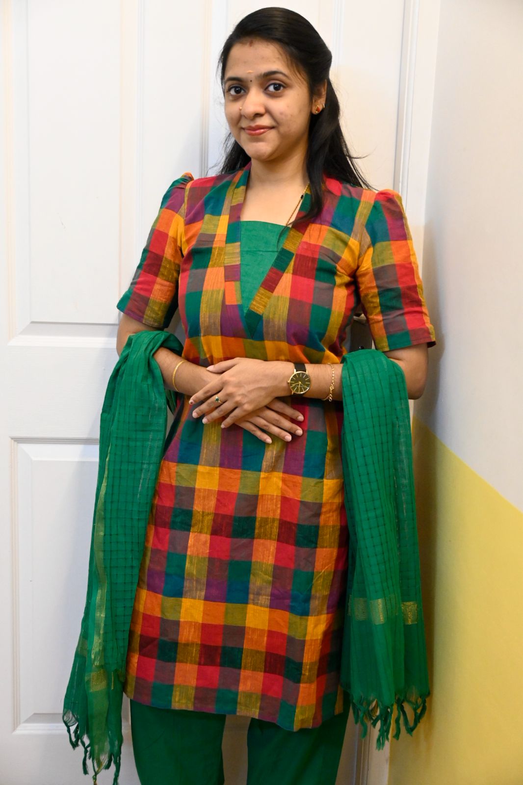 Madras kattam unstitched set