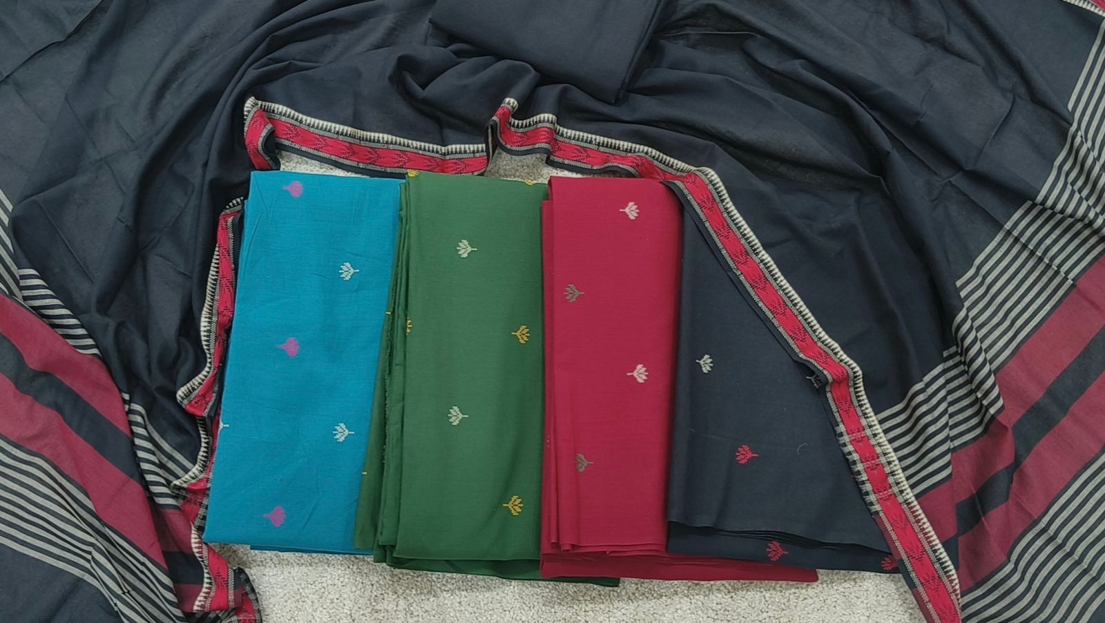HANDLOOM MALAI COTTON SET - BLACK