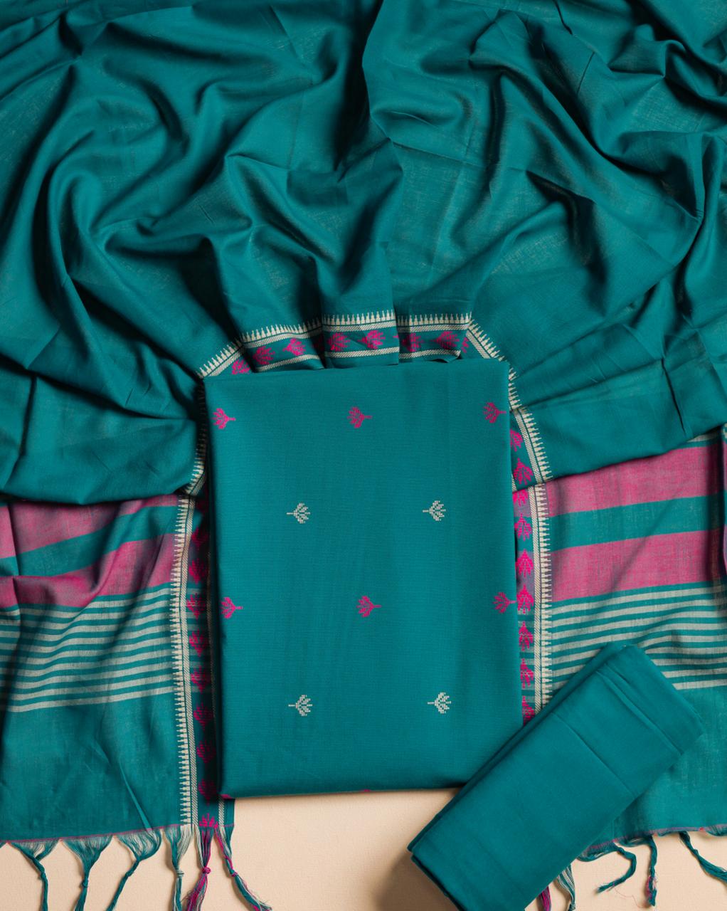 HANDLOOM MALAI COTTON SET - BLUE