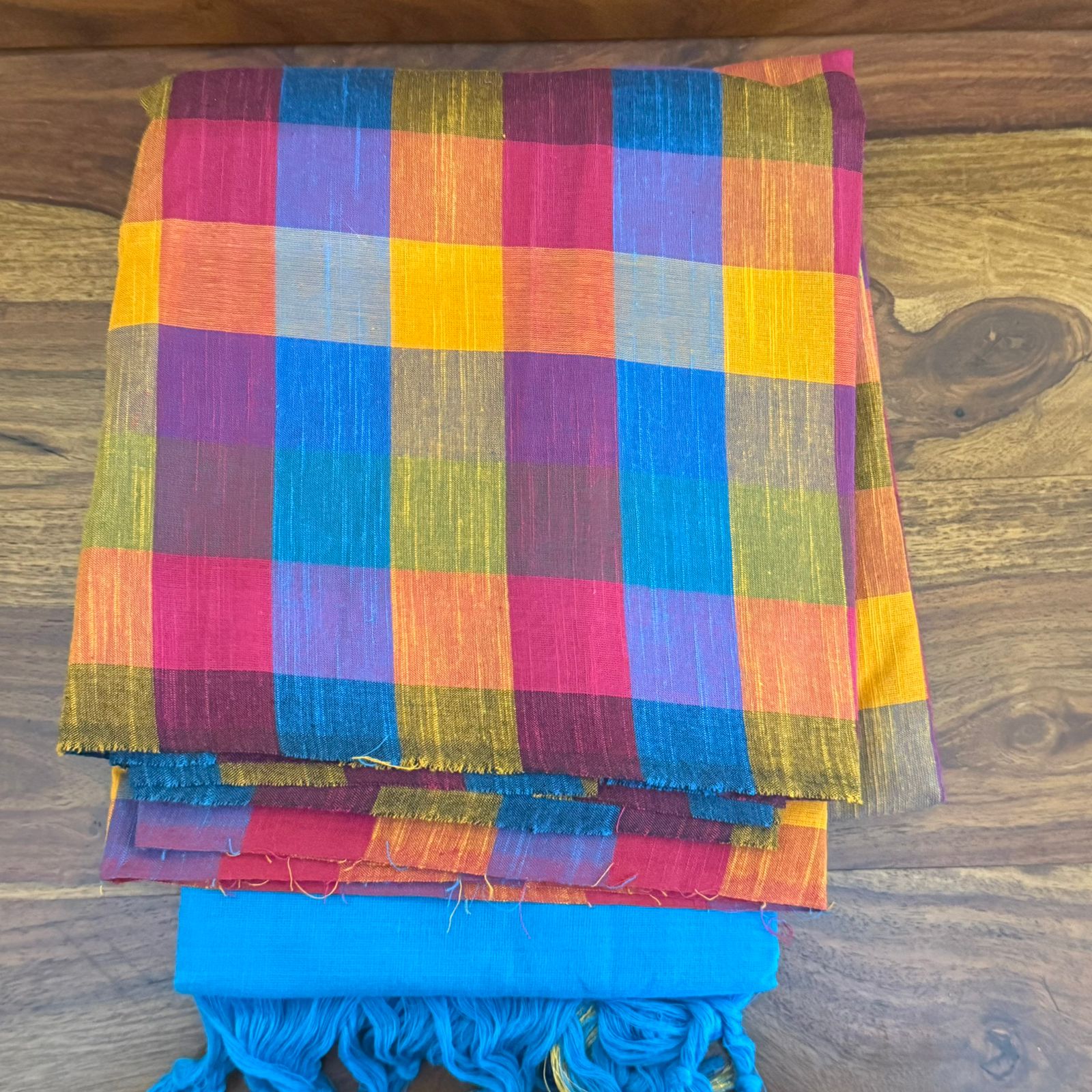 MADRAS CHECKS 3 PIECE UNSTITCHED COTTON SET 01