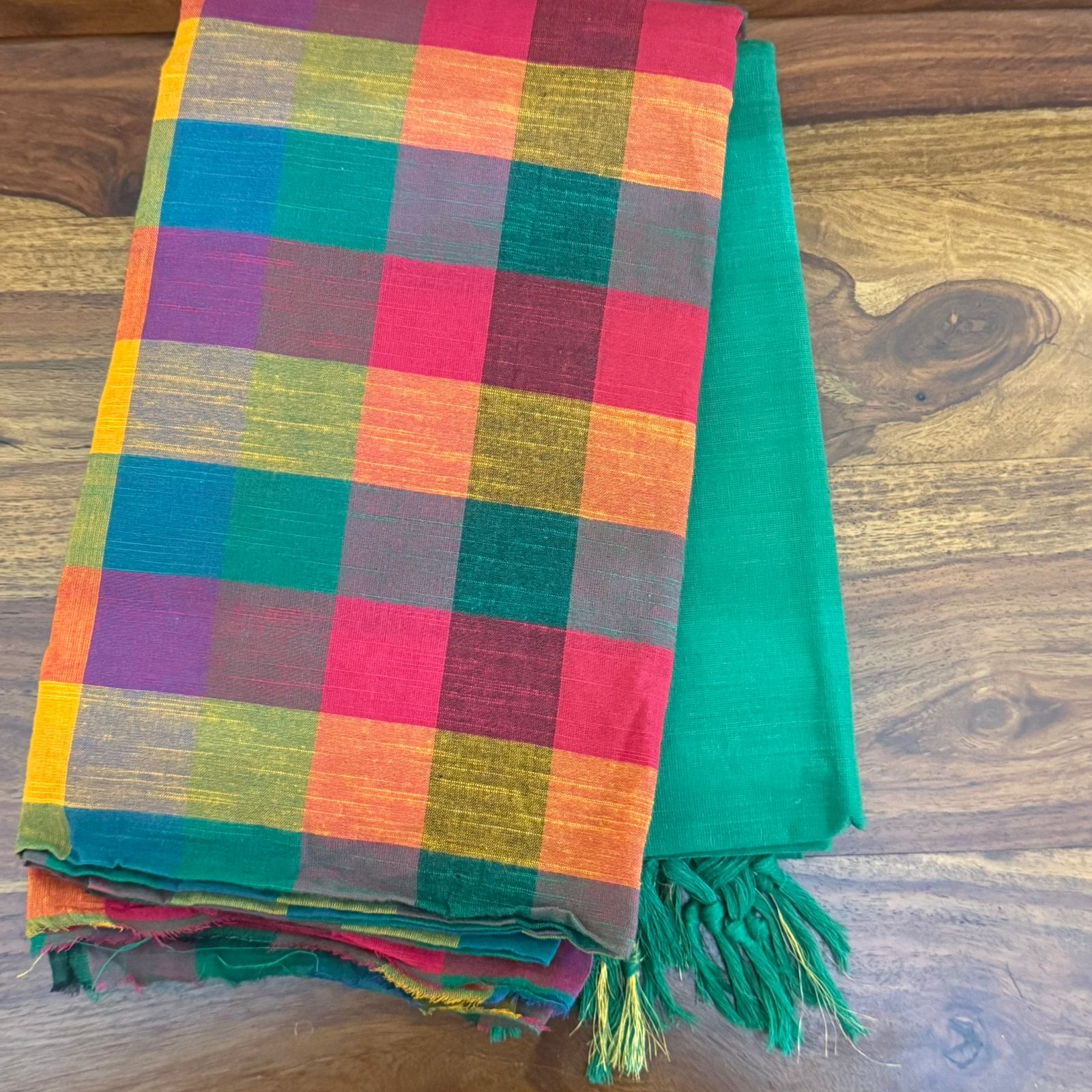 MADRAS CHECKS 3 PIECE UNSTITCHED COTTON SET 04