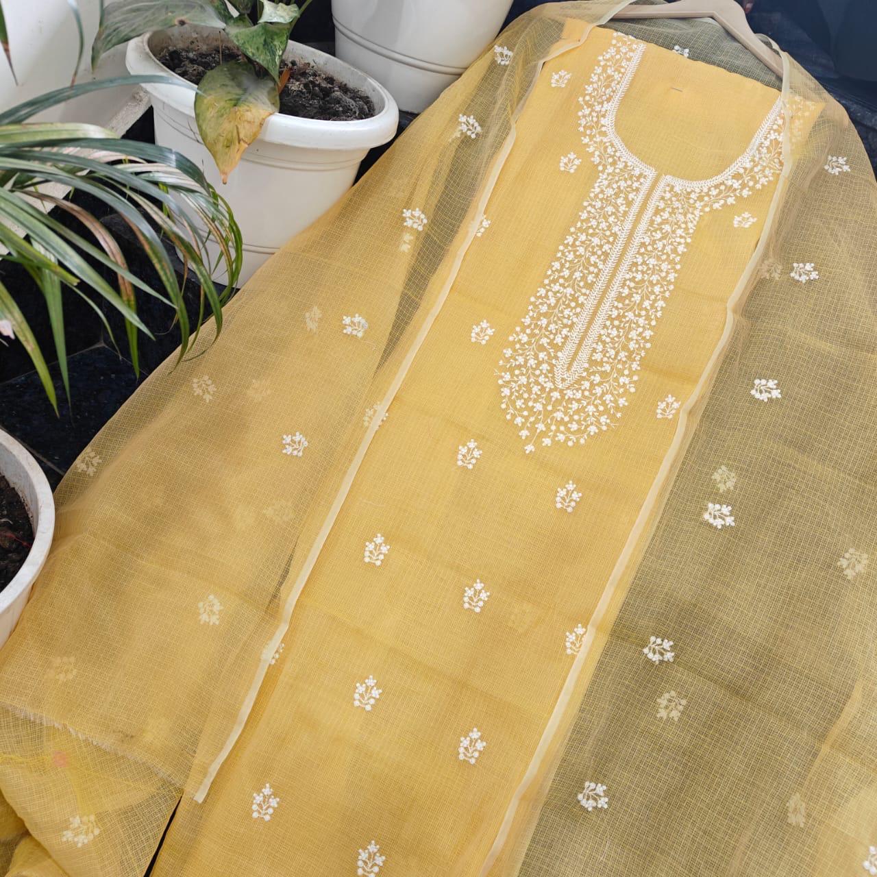 KOTA COTTON 3PCS UNSTITCHED SET (YELLOW)