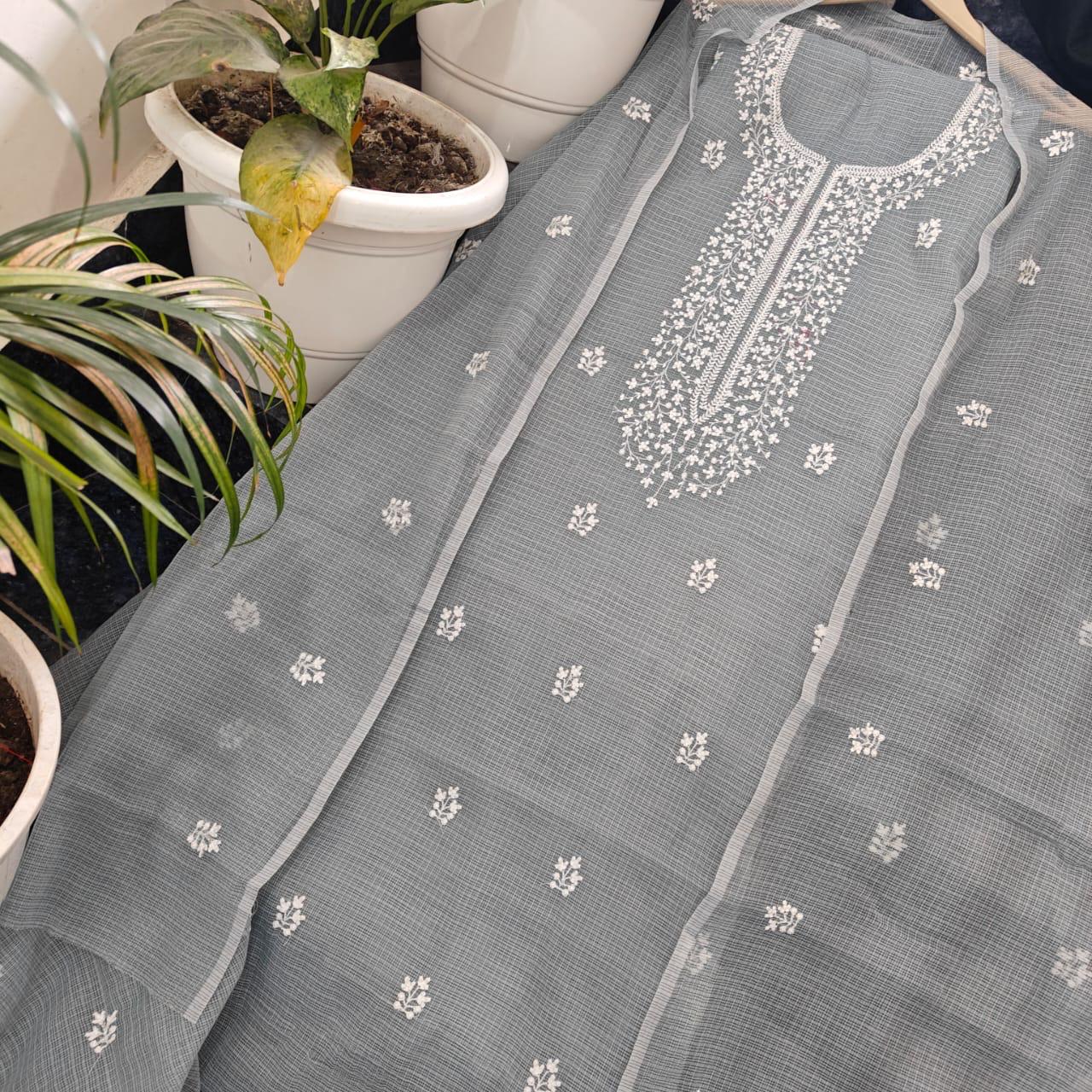 KOTA COTTON 3PCS UNSTITCHED SET (GREY)