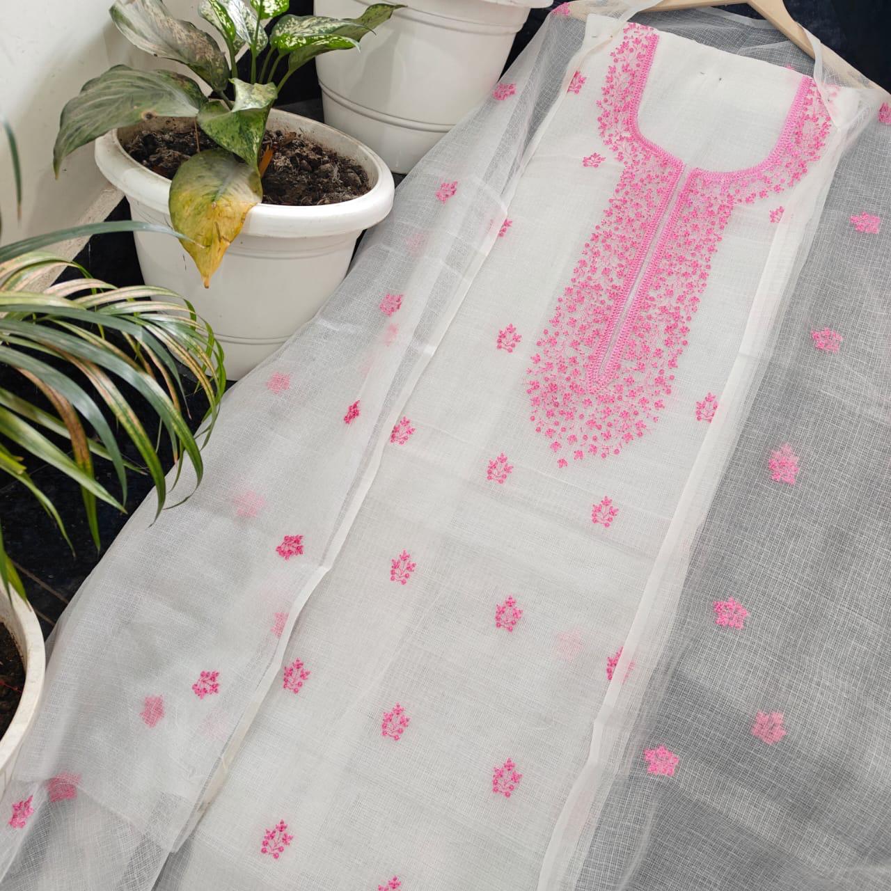 KOTA COTTON 3PCS UNSTITCHED SET (WHITE)