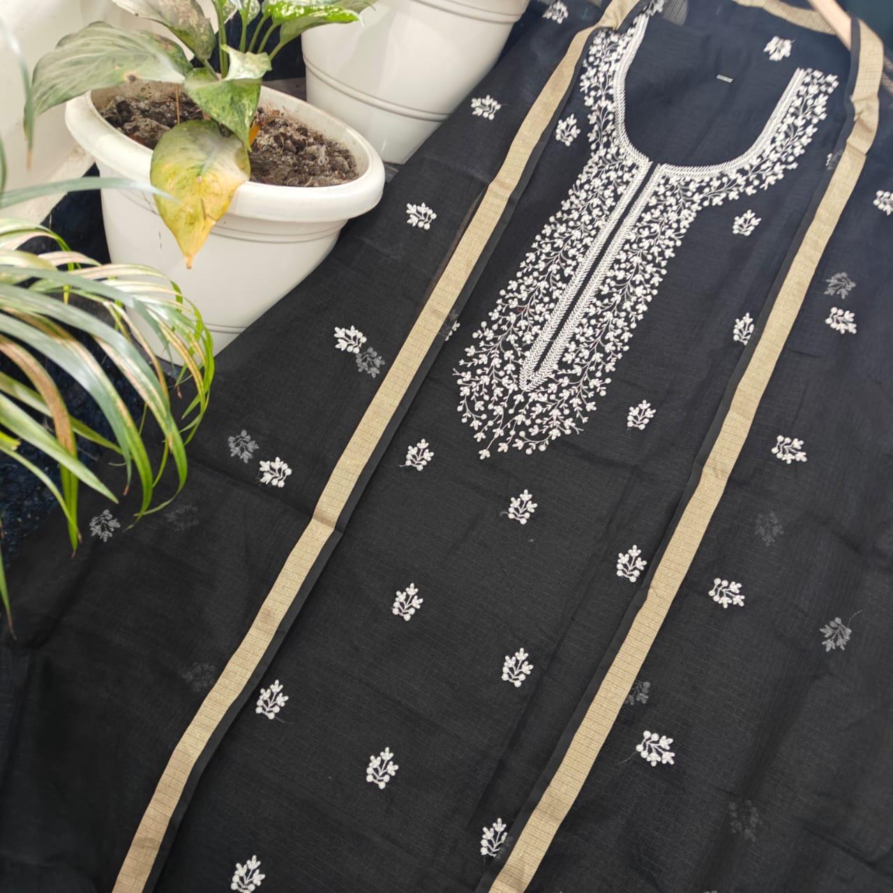 KOTA COTTON 3PCS UNSTITCHED SET (BLACK)