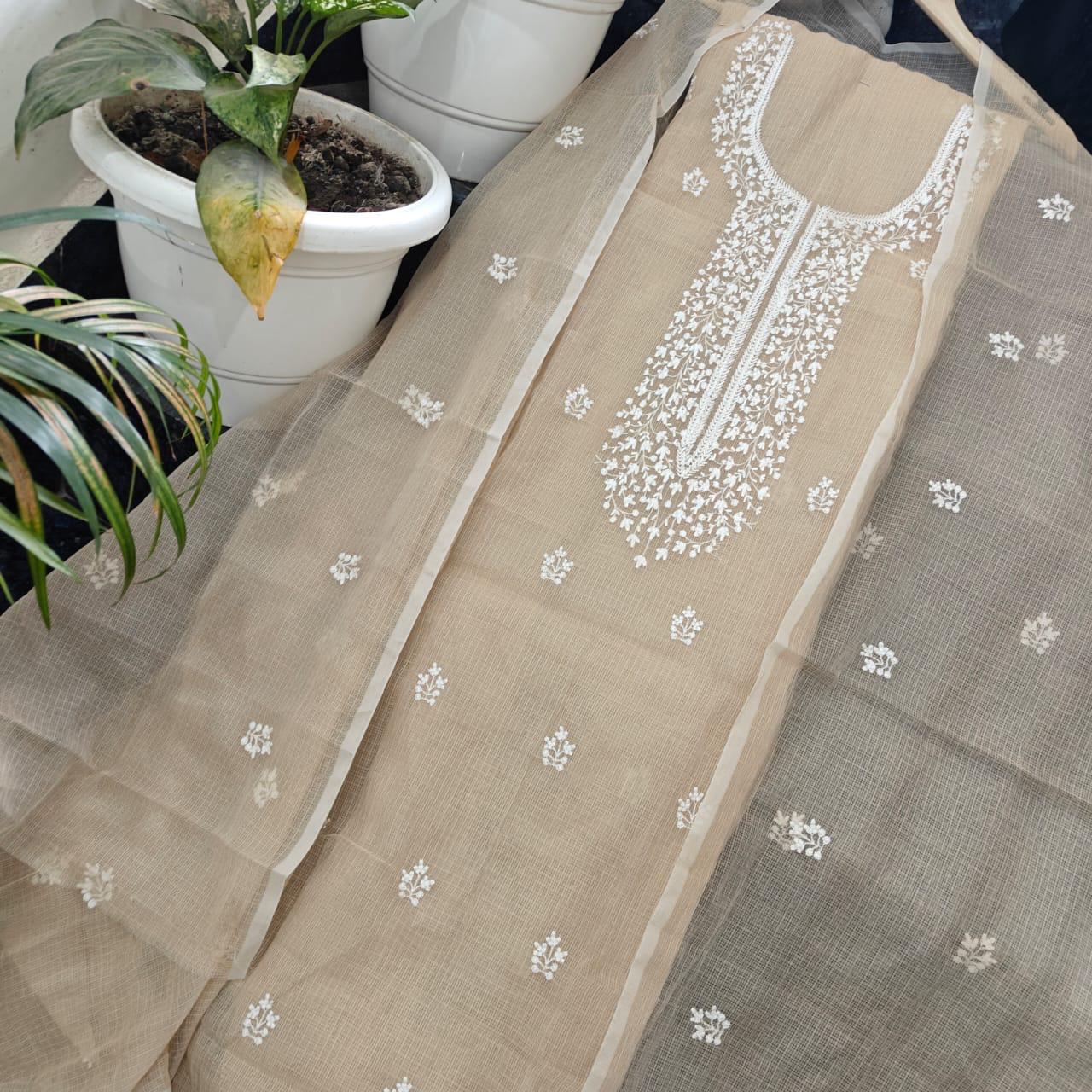 KOTA COTTON 3PCS UNSTITCHED SET (CREAM)